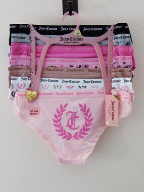Juicy Couture 7-Pack Soft Stretchy Cotton Cheeky Panties logo (M) NWT